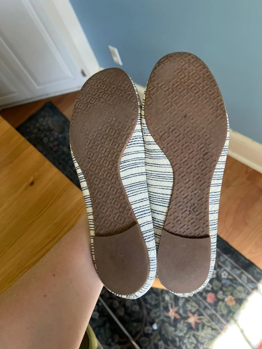 Tory Burch Striped Snake Embossed Reva Flats